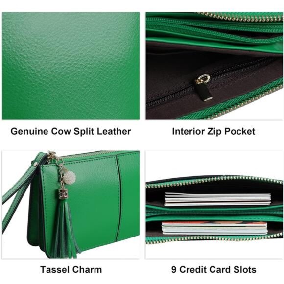 Leather Wristlet Clutch Ultra-Slim Ladies Travel Credit Card Holder Wallet - Picture 5 of 7